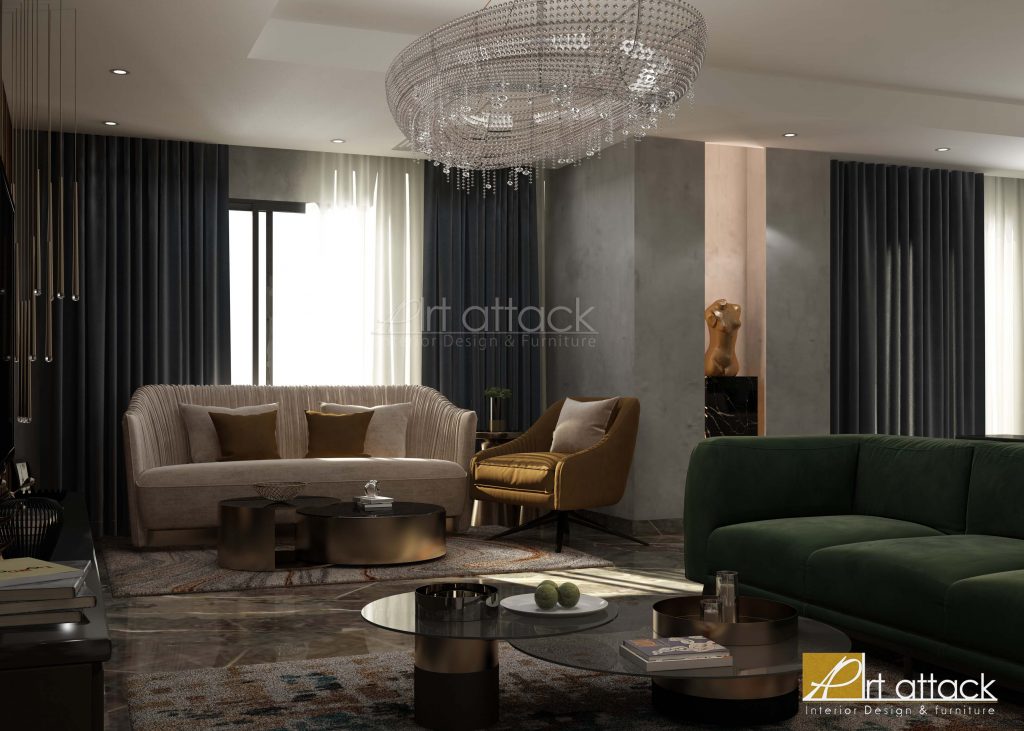 ديكور مودرن لريسبشن شقة المهندسين